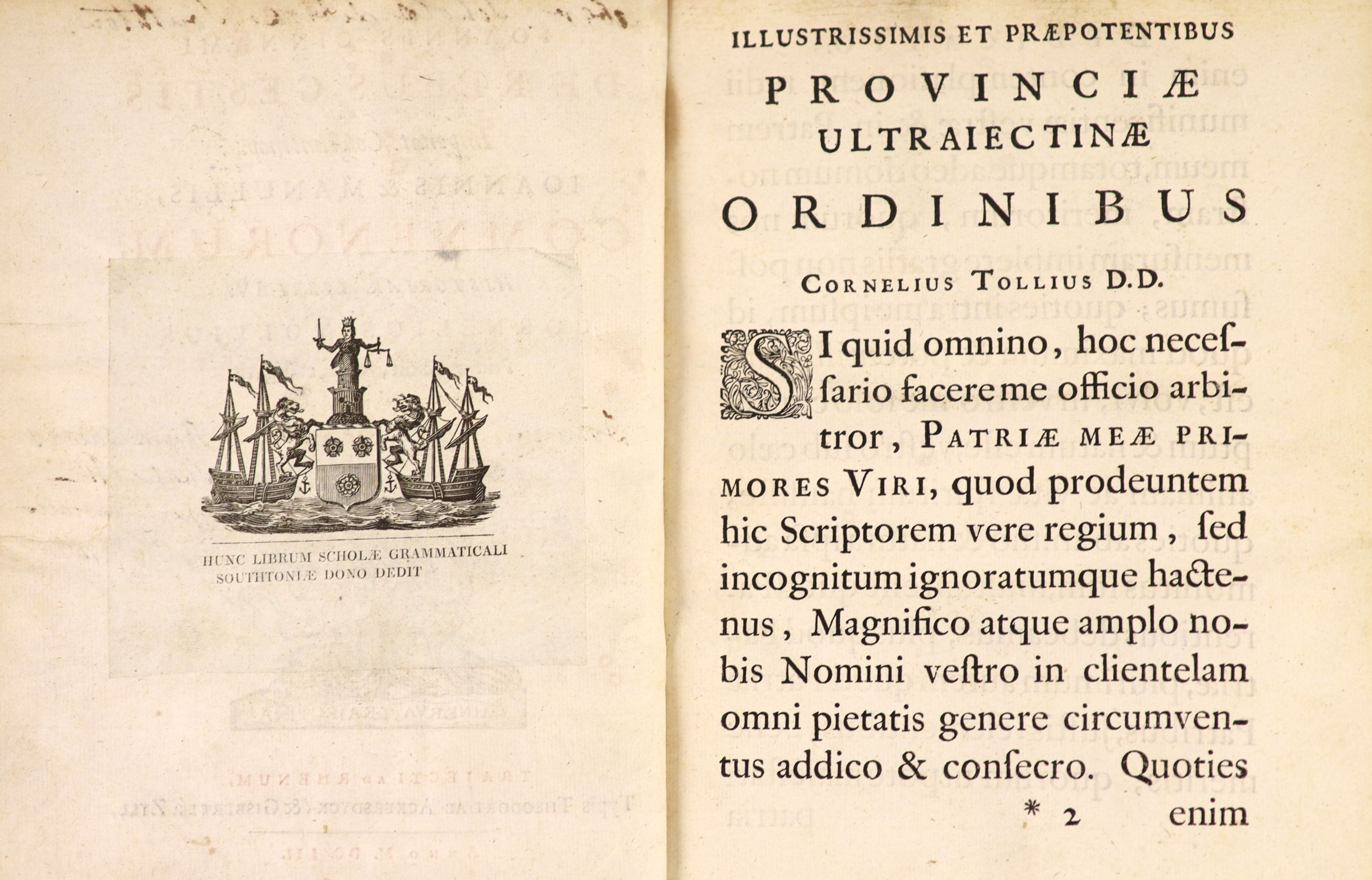 Cinnamus, Johannes - De Rebus Gestis ... Comnenorum, Historiar. Libri IV. recently rebound half calf and cloth, sm.4to. Utrecht, 1652